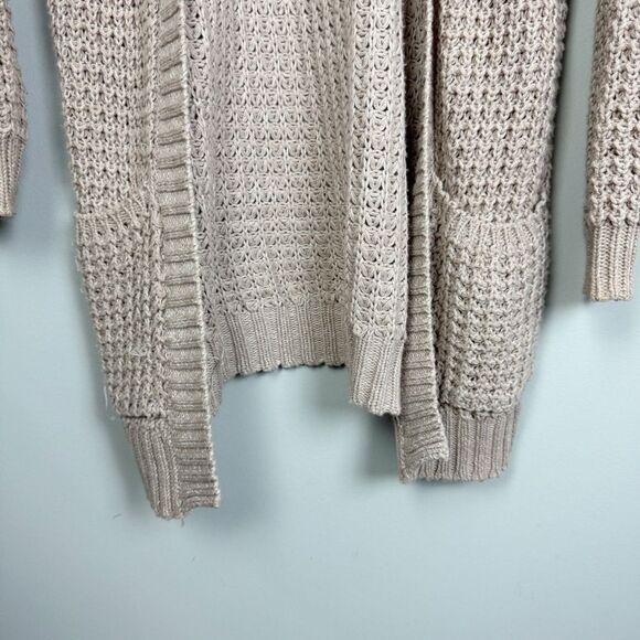 EXPRESS | Open Knit Open Front Beige Tan Cardigan with Pockets Women’s Size M - Picture 5 of 10
